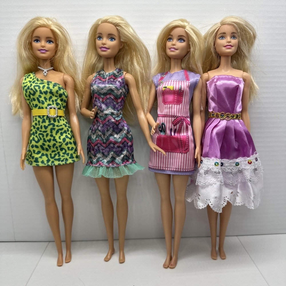 Mattel Barbie Doll Lot Of 4‎ Dolls Blonde Hair Blue Eyes